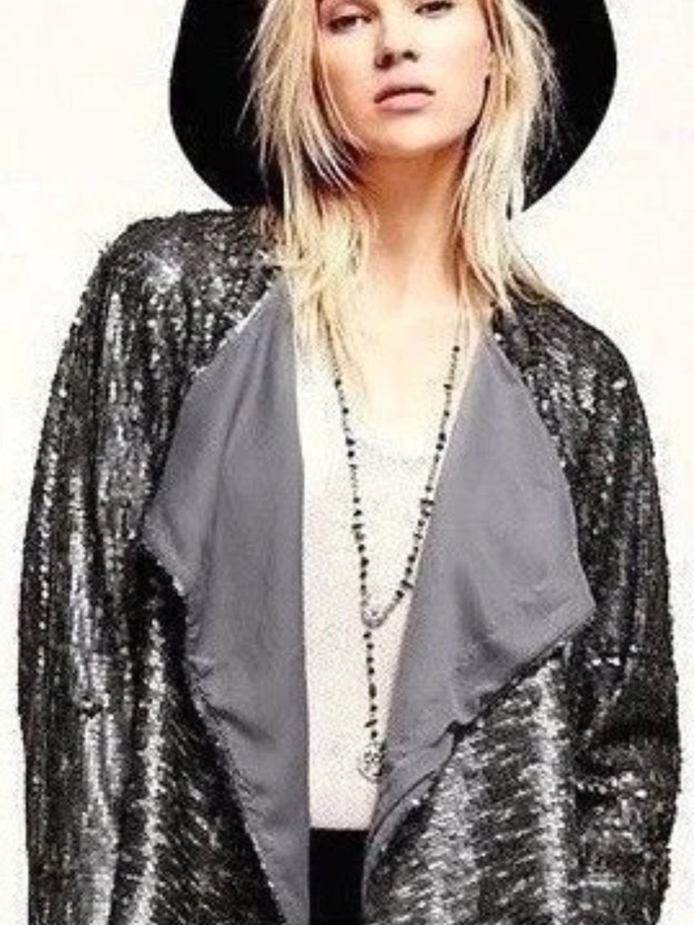 NWT Free People  Draped Open Cardigan in Silver and Gray Sz XS